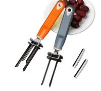 Lot de 2 vide-fruits et légumes réglables en acier inoxydable - Ustensile de cuisine ergonomique pour pomme, poire, cerise, poivre, passe au lave-vaisselle avec poignée antidérapante (n°2)