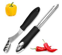 Lot de 2 vide-piments en acier inoxydable pour jalapenos, piments, poivrons - Ustensile de cuisine