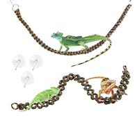 Lot de 2 vignes pour reptiles, plantes pliables pour décoration d'habitat avec 3 ventouses pour escalade caméléon, crabe, lézards, serpents, gecko, grenouille, hermite, crabe