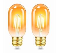 Lot de 2 Vintage Edison Ampoule E27 LED 4W, Verre Ambré, Blanc Chaud 2200K, Équivalent 40W Incandescence, 400LM, AC 220V, Non Dimmable, T45 Filament Rétro Lampe, Décorative pour Maison, Bars, Café