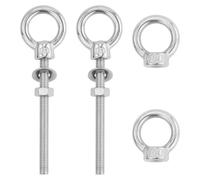 Lot de 2 vis à œil M6 x 60 mm, boulons à œil avec rondelles et écrous hexagonaux, vis à œil et 2 écrous à anneau M6, pour fixation et suspension