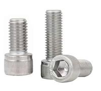 Lot de 2 vis à tête cylindrique M12 x 45 mm, en acier inoxydable 304 18-8, à six pans creux, filetage complet, finition brillante