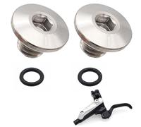 Lot de 2 Vis de Purge de Vélo avec Joint Torique M5 x 10mm Vis de Pûrgé pour corps de vélo divisé TC4 en alliage de titane M5 x 10 mm - Compatible avec Shimano XT SLX Zee Deore LX (argenté)