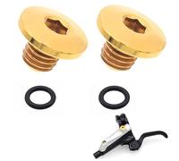 Lot de 2 vis de purge de vélo - Avec joint torique - Pour corps de vélo divisé - Alliage de titane TC4 - Vis M5 x 10 mm - Compatible avec Shimano XT SLX Zee Deore LX - Doré