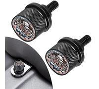 Lot de 2 vis moletées en acier inoxydable pour siège d'aile - Filetage 6,35 mm - 20 - Compatible avec Harley Sportster Touring Softail Dyna CVO Electra Glide Street Glide 1996-2020 - Bleu flamme noire