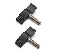 Lot de 2 vis moletées M6 x 17 mm, réglables, avec poignées, noires, M6 x 17 mm