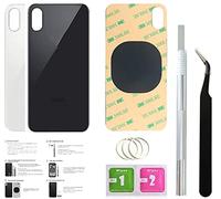 Lot de 2 vitres arrière de Rechange pour iPhone X (14,7 cm) avec Ruban adhésif préinstallé et Outils de réparation (Gris sidéral/Noir)