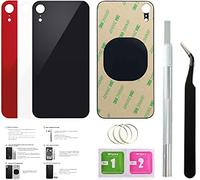 Lot de 2 vitres arrière de rechange pour iPhone XR (6,1") avec ruban adhésif pré-installé et outils de réparation (noir)