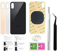 Lot de 2 vitres arrière de rechange pour iPhone Xs (14,7 cm) avec ruban adhésif préinstallé et outils de réparation (argent/blanc)