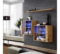 Lot de 2 Vitrines Murales & Étagère "Switch SBIII" 130cm Naturel