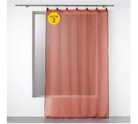 Lot de 2 Voilages à anneaux 140 x 240 cm voile tissé Linka Terracotta