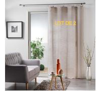 Lot de 2 voilages a anneaux 140 x 240 cm voile tisse milza Beige