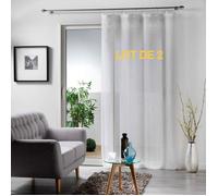 Lot de 2 voilages a anneaux 140 x 240 cm voile tisse milza Blanc