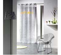 Douceur d'Intérieur Lot de 2 voilages a Oeillets 140 x 240 cm Voile Imprime Argent Bully Blanc