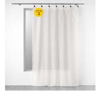 Lot de 2 voilages à œillets 140 x 240 cm voile tissé Linka blanc - léger et lumineux