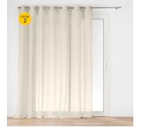 Lot de 2 Voilages à Œillets Carlin Beige 240 x 240 cm - Grande largeur
