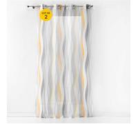 Lot de 2 Voilages a oeillets 140 x 240 cm Ondulys Jaune/blanc