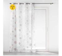 Lot de 2 voilages a oeillets 140 x 240 cm voile sable imprimé metallisé Oliane