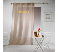 Lot de 2 voilages a oeillets 140 x 280 cm effet lin tisse haltona Noisette