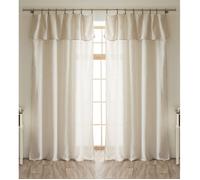 Lot de 2 voilages ajustables + 8 anneaux pince 140 x 270 cm Polyester effet chambray ""Dua"" Le fil d'Ariane - 2x140x270 - Dua Sable