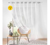 Lot de 2 Voilages carré à oeillets 240 x 240 cm voile sable Lissea Blanc
