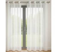 Lot de 2 Voilages Unis avec 8 œillets - 140x240 cm - Blanc - Lumineux et décoratif - Protège des Regards extérieurs