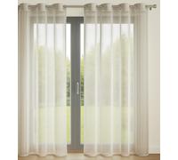Lot de 2 Voilages Unis avec 8 œillets - 140x240 cm - Ficelle - Lumineux et décoratif - Protège des Regards extérieurs