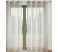 Lot de 2 Voilages Unis avec 8 œillets - 140x240 cm - Gris - Lumineux et décoratif - Protège des Regards extérieurs
