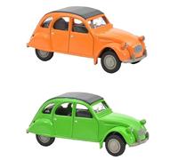 - Lot de 2 Voitures Miniatures Compatible avec Citroën 2CV Verte et Orange échelle 1:64 3 inches 7,5cm Norev - L3IN7