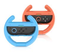 Lot de 2 volants pour Nintendo Switch 2 JoyCons, roues de course pour Nintendo Mario Kart World/8 Deluxe, poignée de volant pour 2 manettes Joy-Con 2025 - Bleu et orange