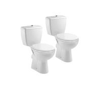 Lot de 2 WC à poser sortie horizontale Eolia avec abattant