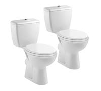 Lot de 2 WC à poser sortie horizontale JACOB DELAFON Eolia avec abattant