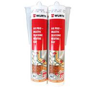Lot de 2 Wurth A8 PRO Mastic Silicone Translucide/Transparent 310 ml Idéal Aquarium Wurth Mastic silicone neutre ext