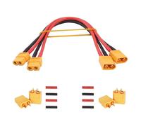 Lot de 2 XT60 Connecteur Mâle à Femelle avec Fil de 30cm 14AWG,Rallonges de Câble XT60 Mâle vers Femelle Connecteurs,2 Paires XT60 Bullet Connectors Plugs avec Thermorétractable