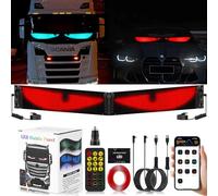 Lot de 2 yeux de diable pour voitures - Yeux LED pour camion, voiture, camion - Affichage LED programmable - Enseigne lumineuse personnalisée - Application intelligente - Bluetooth USB 5 V - 9,2 x