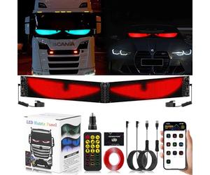 Lot de 2 yeux de diable pour voitures - Yeux LED pour camion, voiture, camion - Affichage LED programmable - Enseigne lumineuse personnalisée - Application intelligente - Bluetooth USB 5 V - 9,2 x