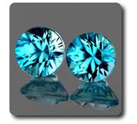 Lot de 2 Zircon Bleu IF Cambodge - Abijoux - Oxyde de Zirconium - 0.73 cts - Ronde - 4,00 mm - Bleu