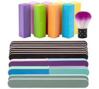 Lot de 20/21 pièces lime à ongles et tampon rectangulaires pour ongles - Bloc polissoir à ongles - Outils de manucure professionnels
