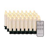 Lot de 20/30/40/50/60 bougies LED guirlande lumineuse sans fil à intensité variable Bougies de Noël sans flamme pour sapin de Noël, décoration de Noël, mariage, anniversaire, fête (coque blanc laiteux