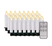 Lot de 20/30/40/50/60 bougies LED sans fil à intensité variable Bougies de Noël sans flamme pour sapin de Noël, mariage, anniversaire, fête (coque blanche, 50 pièces)