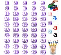 Lot de 20/30/50 décorations de crayon numérotées de 1 à 50, réutilisables ; Aide les étudiants à gérer leurs affaires et aide les enseignants à organiser les fournitures pédagogiques(Purple,1-50)