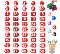 Lot de 20/30/50 décorations de crayon numérotées de 1 à 50, réutilisables ; Aide les étudiants à gérer leurs affaires et aide les enseignants à organiser les fournitures pédagogiques(Red,1-50)