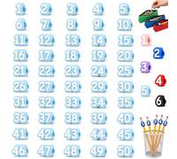 Lot de 20/30/50 décorations de crayon numérotées de 1 à 50, réutilisables ; Aide les étudiants à gérer leurs affaires et aide les enseignants à organiser les fournitures pédagogiques(Light blue,1-50)