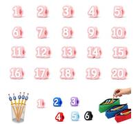 Lot de 20/30/50 décorations de crayon numérotées de 1 à 50, réutilisables ; Aide les étudiants à gérer leurs affaires et aide les enseignants à organiser les fournitures pédagogiques(Pink,1-20)