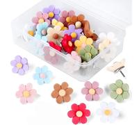 Lot de 20/30 épingles à tête de fleur pour dessiner des stylos, en liège, tableau d'urgence, pour affichage, notes d'image, mémos et fichiers - Antirouille - Décoratives