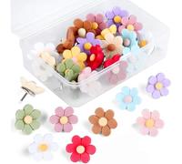 Lot de 20/30 épingles à tête de fleur pour dessiner des stylos, en liège, tableau d'urgence, pour affichage, notes d'image, mémos et fichiers - Antirouille - Décoratives