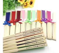 Lot de 20/40 éventail pliable pour mariage personnalisé impression en soie nom et date du marié et de la mariée, éventail en bambou personnalisé à la main, éventails pliants en tissu(20pcs)