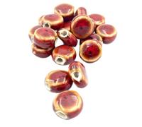 Lot de 20/40 petites perles d'espacement rondes et plates en céramique et porcelaine, 11 x 6 mm, motifs géométriques abstraits, for la fabrication de bijoux(Honghuayou,20Pcs)