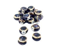 Lot de 20/40 petites perles d'espacement rondes et plates en céramique et porcelaine, 11 x 6 mm, motifs géométriques abstraits, for la fabrication de bijoux(Hupilasi,20Pcs)