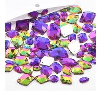 Lot de 20/50/100 strass à coudre sur verre à dos plat pour robe de mariée Mix14 Mixshape 100 pièces
